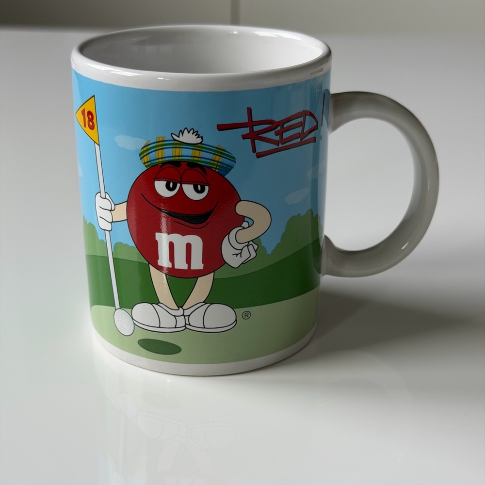 Galerie M&M's Red/Blue Golf Football Colorful Candy Collectible Coffee Mug